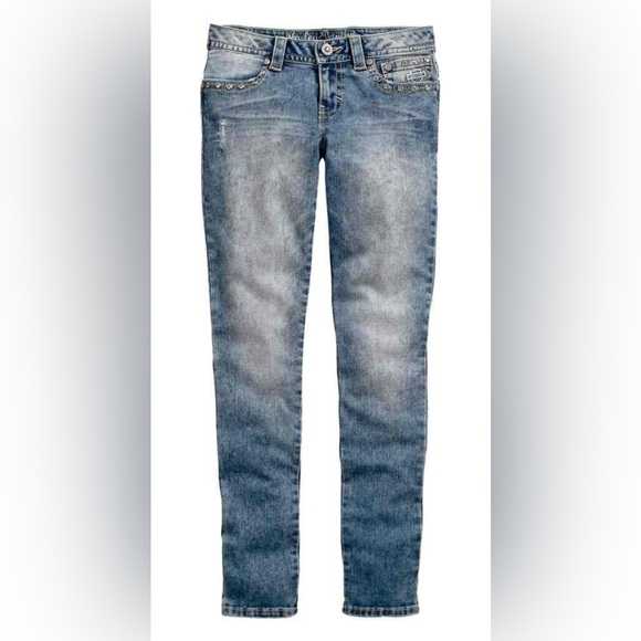 Harley-Davidson Skinny Embellished Low-Rise Wash Jeans 99161-16VW Size 6 - Picture 5 of 16